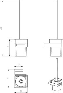 Щётка для туалета Boheme Q чёрный/золото 10954-G-B